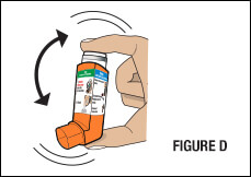 Image shows that you need to shake the inhaler.